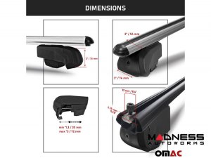 Alfa Romeo Stelvio Roof Rack Cross Bars - for models w/ factory roof rails - Black